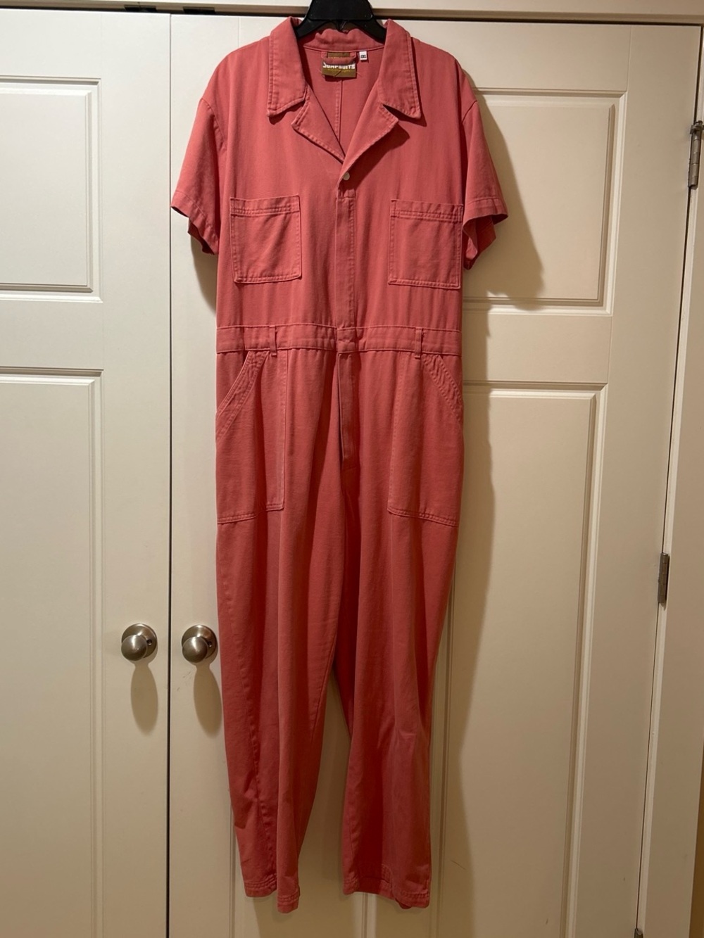 Big Bud Press Short-Sleeve Utility Jumpsuit in Coral